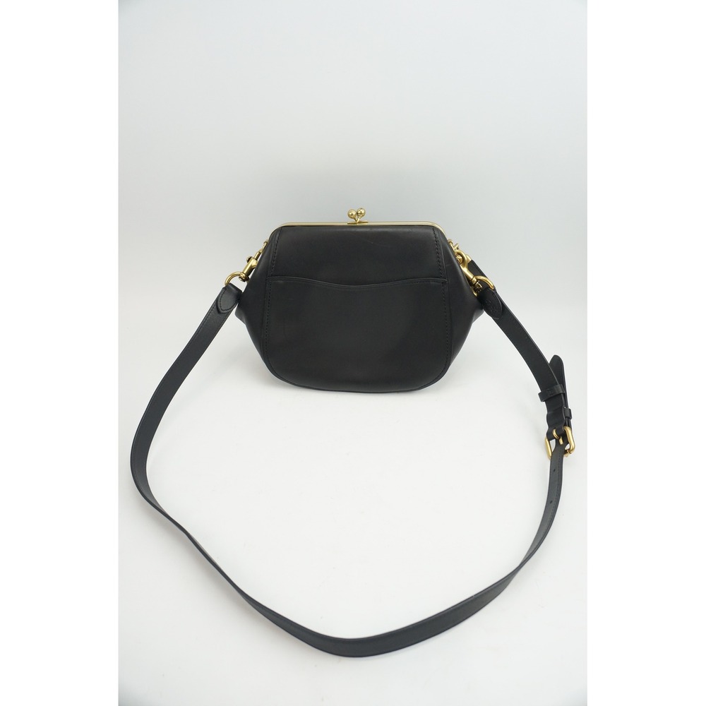 Coach Saddle Frame Bag 23 Black Glovetanned Leather Kisslock Crossbody VGC